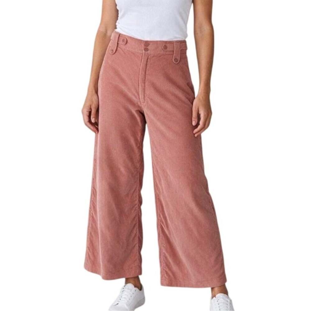 Vintage 70s Happy Legs Peach Velvet Corduroy High Rise Wide Leg Pants 28"